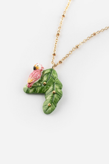  Pink Cockatoo Banana Tree Leaves Necklace