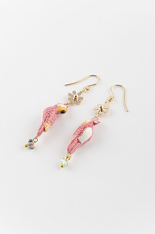  Pink Cockatoo Bead Pendant Earrings