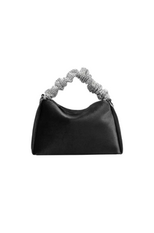  Estela Black Velvet Top Handle Bag