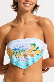  Scarf Bandeau Bikini Top- Atoll Blue