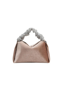  Estela Taupe Velvet Top Handle Bag