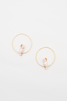  Pink Cockatoo Bird Hoop Earrings