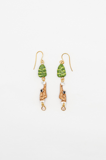  Gibbon & Leaf Pendant Earrings