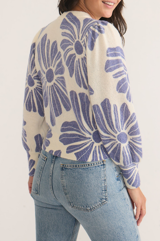 Printed Alma Puff Sleeve Sweater