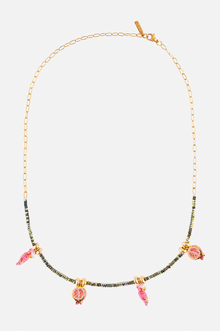  Cockatoos & Pomagranates Hematite Beads Necklace