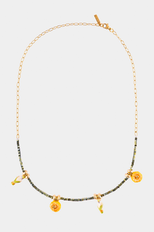  Hematite Beads Budgerigars & Dandelions Necklace