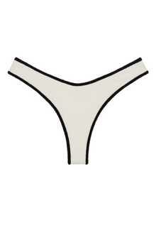  Cream (Black Binded) Terry Rib Lulu Bikini Bottom