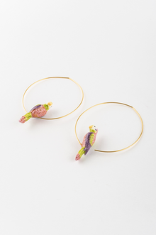  Figs & Flowers Parrot Hoop Earrings