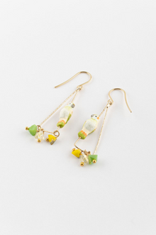  Budgerigar & Beads Triangle Earrings