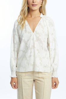  Monica Ivory Floral Burnout Top