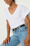 Stevie Cuffed V-Neck Top