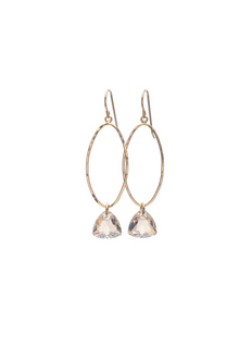  Trillion Cut Oval Drop Earrings