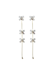  Diamond Bow Gold Duster Drop Earrings