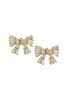  Gold Maxi Sparkler Statement Stud Bow Earrings