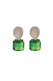  Retro Pave Crystal and Peridot Gum Drop Earrings