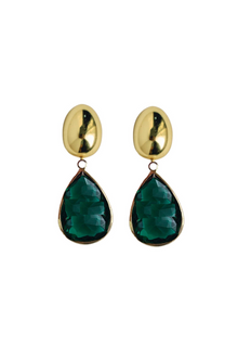  Vintage Chunky Gold and Green Statement Drop Earrings