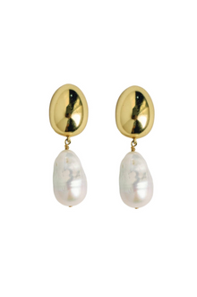  Vintage Chunky Gold and Pearl Statement Drop Earrings