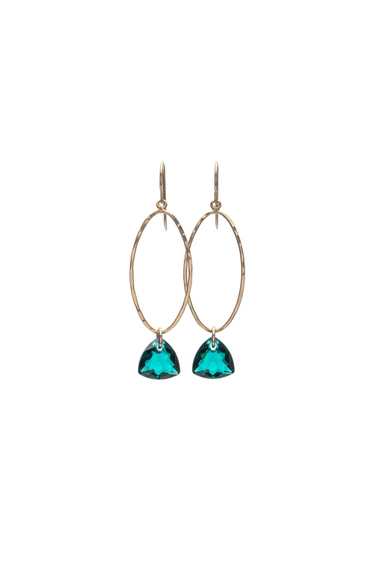 Trillion Cut Oval Drop Earring