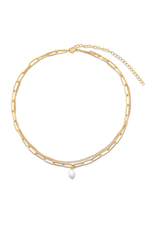  Renee Double Chain Pearl Choker Necklace