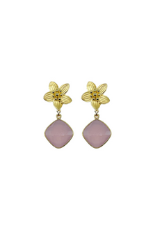  Cecile Pink Chalcedony Drop Earrings