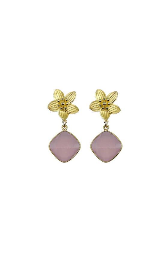 Cecile Pink Chalcedony Drop Earrings