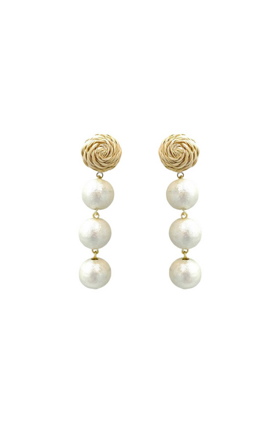 Grace Cotton Triple Pearl Earrings