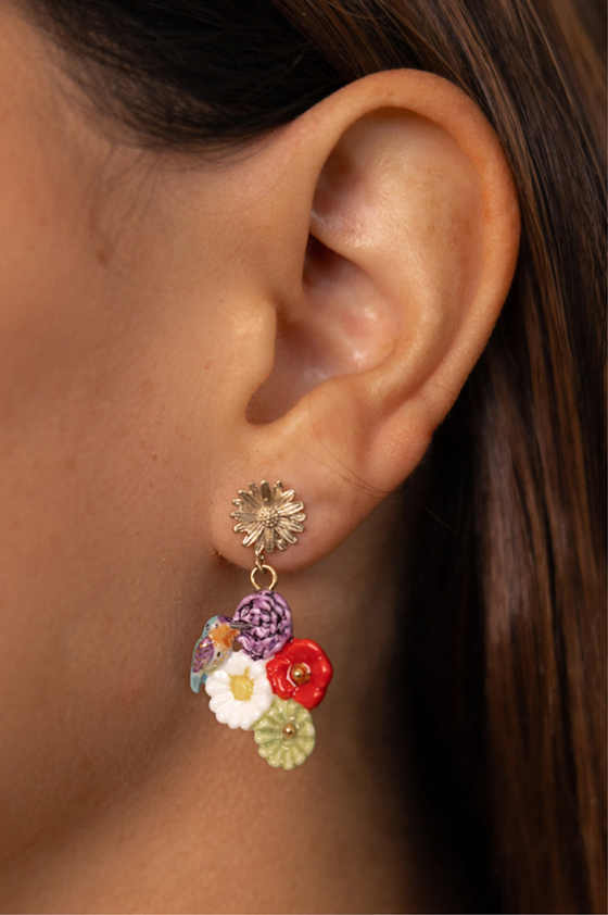 Flower Accumulation Pendant Earring
