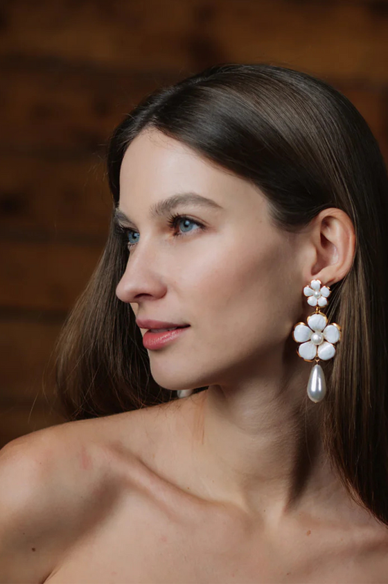 Handpainted Dogwood Earrings