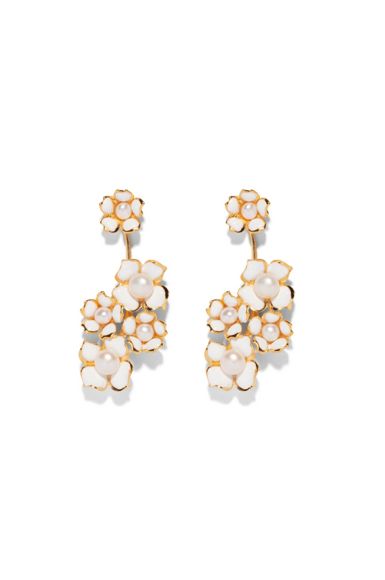 Falling White Earrings