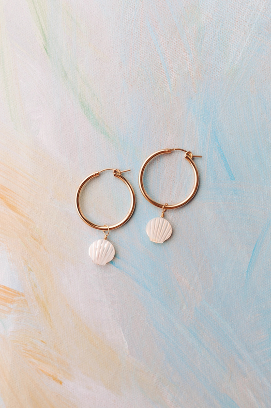 Gold Filled Sea Shell Hoops