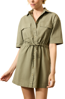  Utility Twill Mini Shirtdress