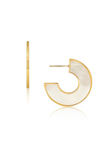 Dua Mother Of Pearl Medium Hoop Earring