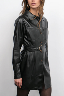  Augustine Vegan Leather Belted Dress