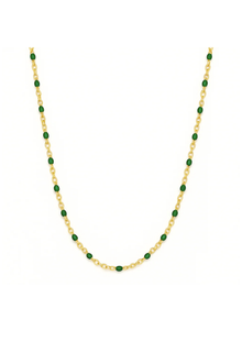  Evie Green Dainty Enamel Beaded Necklace