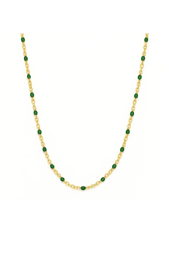 Evie Green Dainty Enamel Beaded Necklace