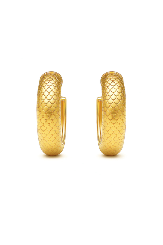 Nella Fish Scale Medium Hoop Earring