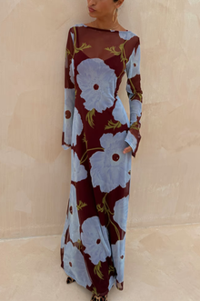  Burgundy & Blue Poppy Aria Dress