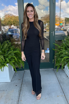  Ariana Mesh Solid Maxi Dress