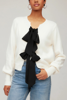  Dena Ribbon Tie Sweater