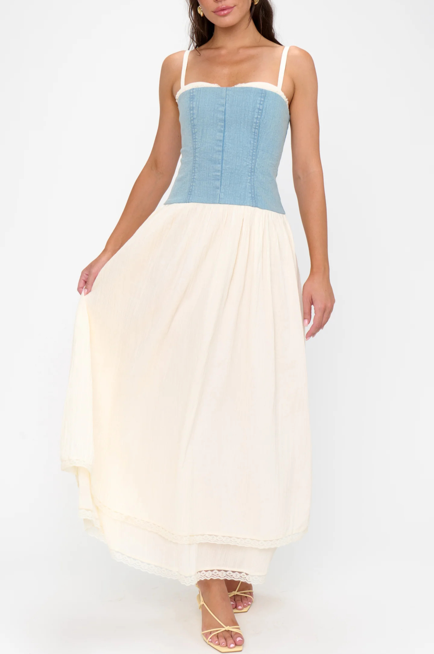 tiffany blue maxi dress Lexxi Crossover Gathered Waist Maxi Dress Tiffany Blue S