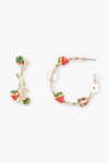 Strawberry and Flower Branch Hoop Earring
