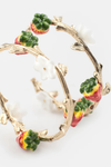 Strawberry and Flower Branch Hoop Earring