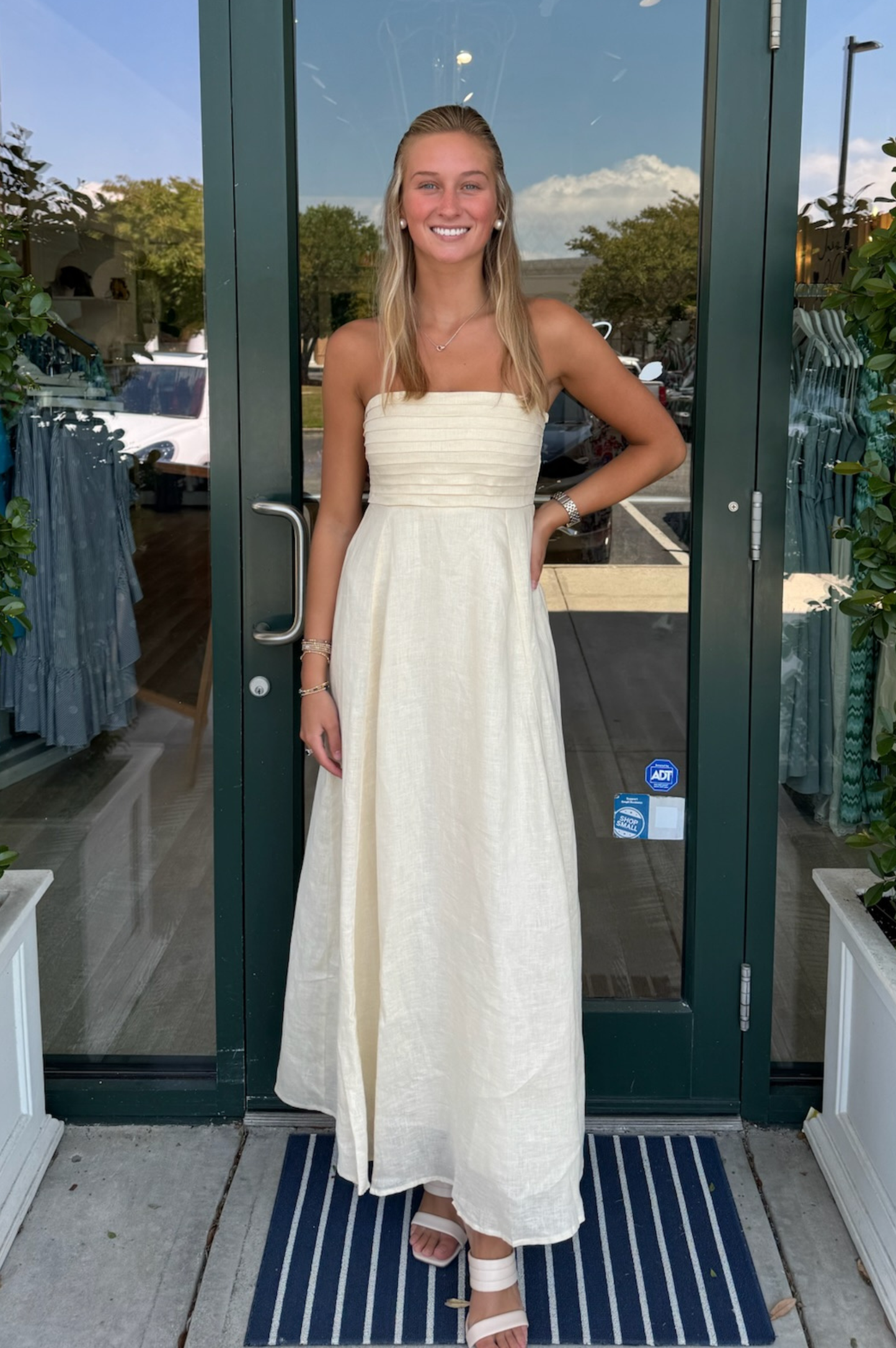 pintuck maxi dress Ramie Blend Pintuck Maxi Dress