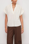 Olive Short Sleeve V Neck Top