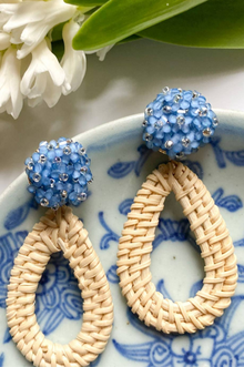  Ava Blue Rattan Teardrop Earring