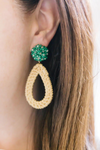 Ava Green Rattan Teardrop Earring