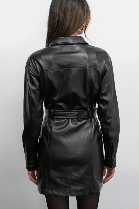 Augustine Vegan Leather Belted Dress
