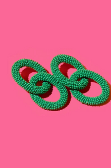  Custom Beaded Link Earrings - Green