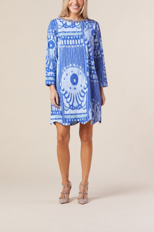  Blair Dress - Blue Moroccan Ikat