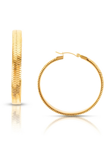  Vetta Herringbone Chain Hoop Earring - Gold